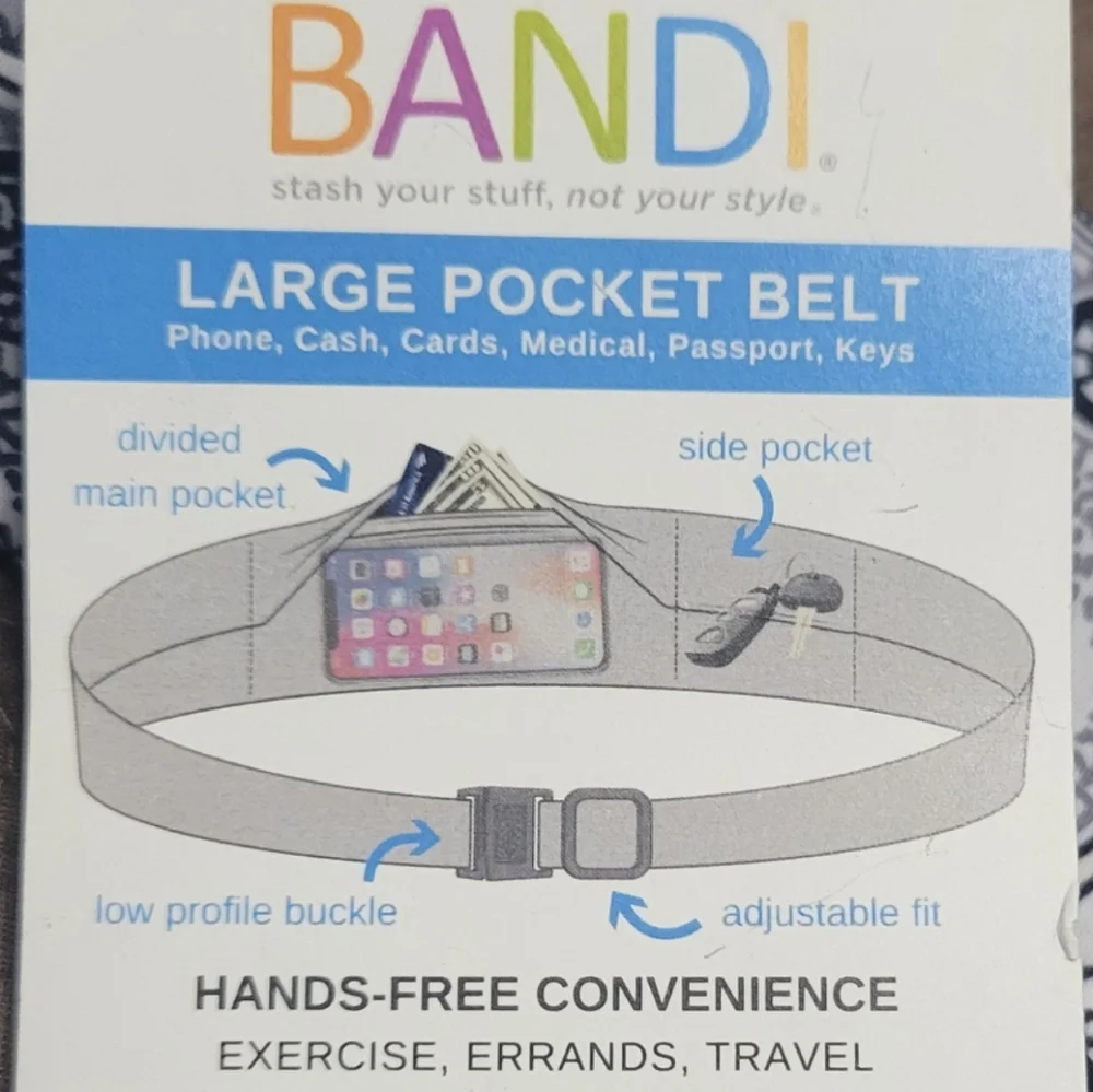 BANDI Classic Pocket Belt, travel belt, black and white, Large  NEW - Picture 8 of 10